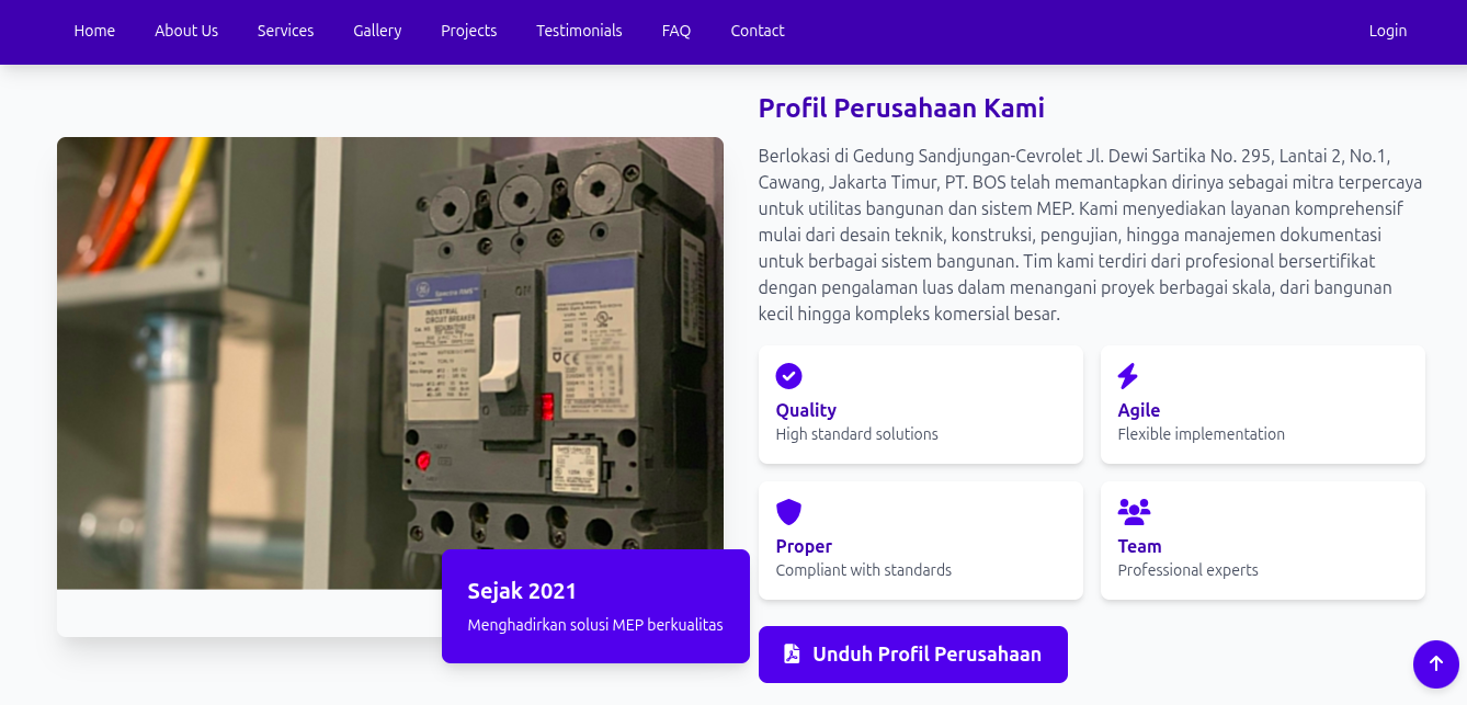 Corporate Profile Website for PT. Bos (Bubuakat Oinan Sibau)